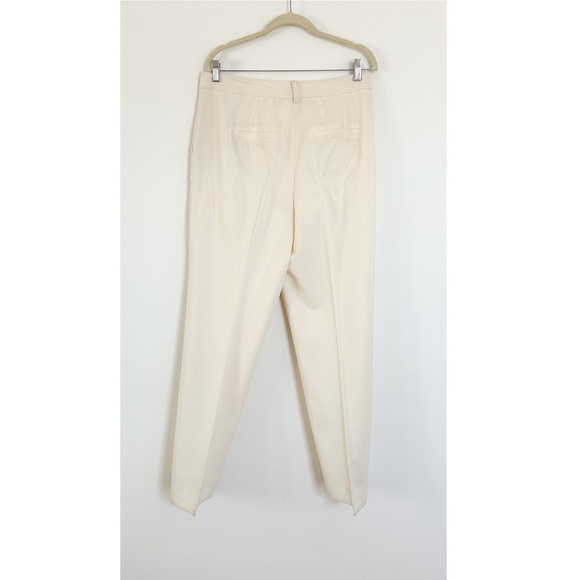 NWT IMAAN x FRAME DENIM Pleated Trousers Off White Dress Pants Wool Size 10 - Picture 4 of 7